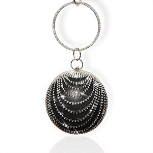 Spherical Evening Clutch Elegant Dazzling Rhinestone Tassel Purse